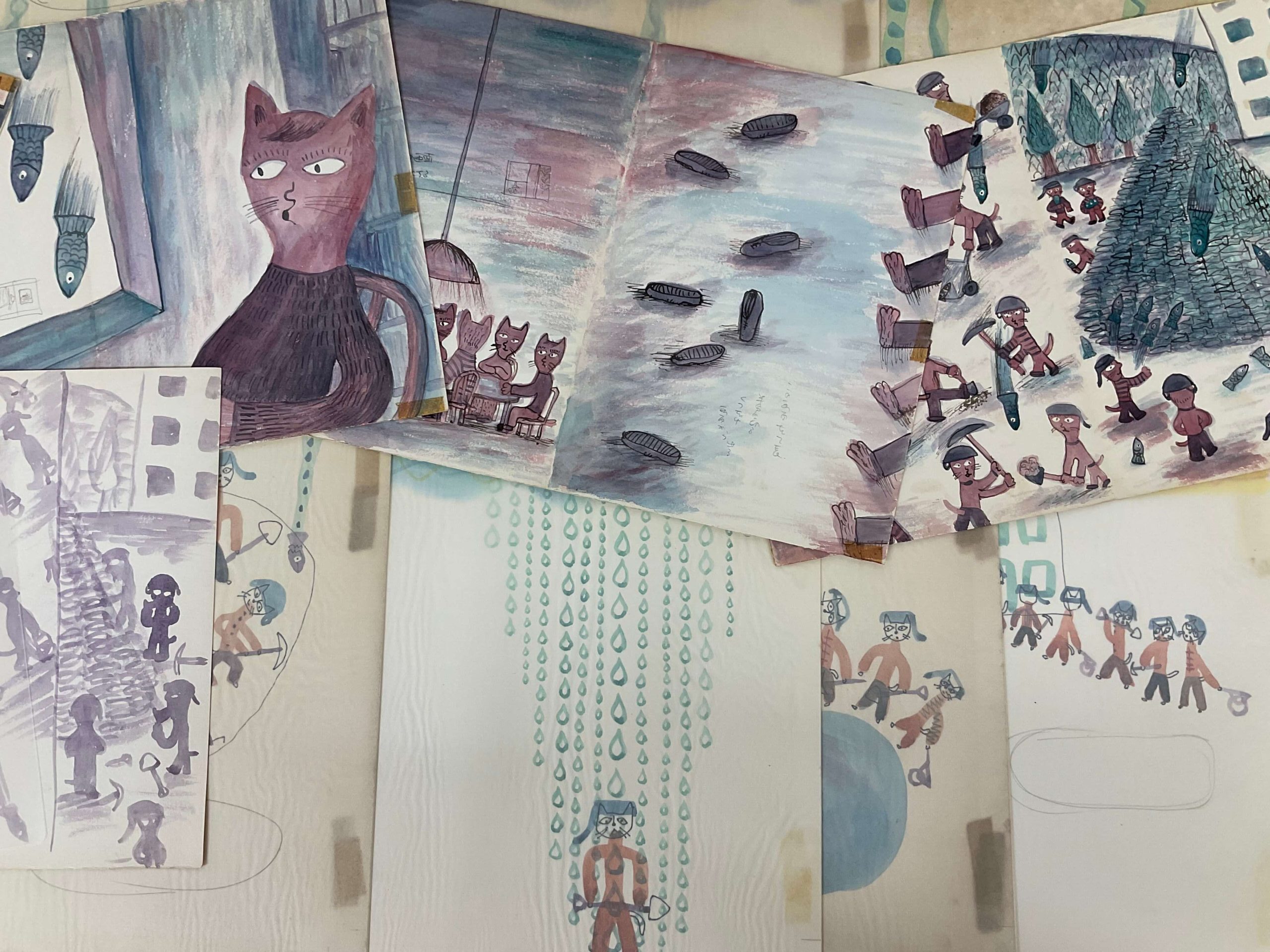 織田信生個展　数枚の絵本の原画